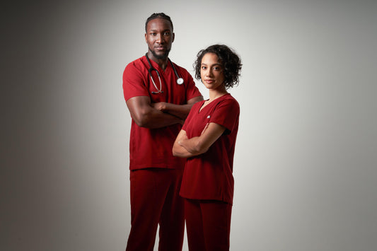 red scrubs