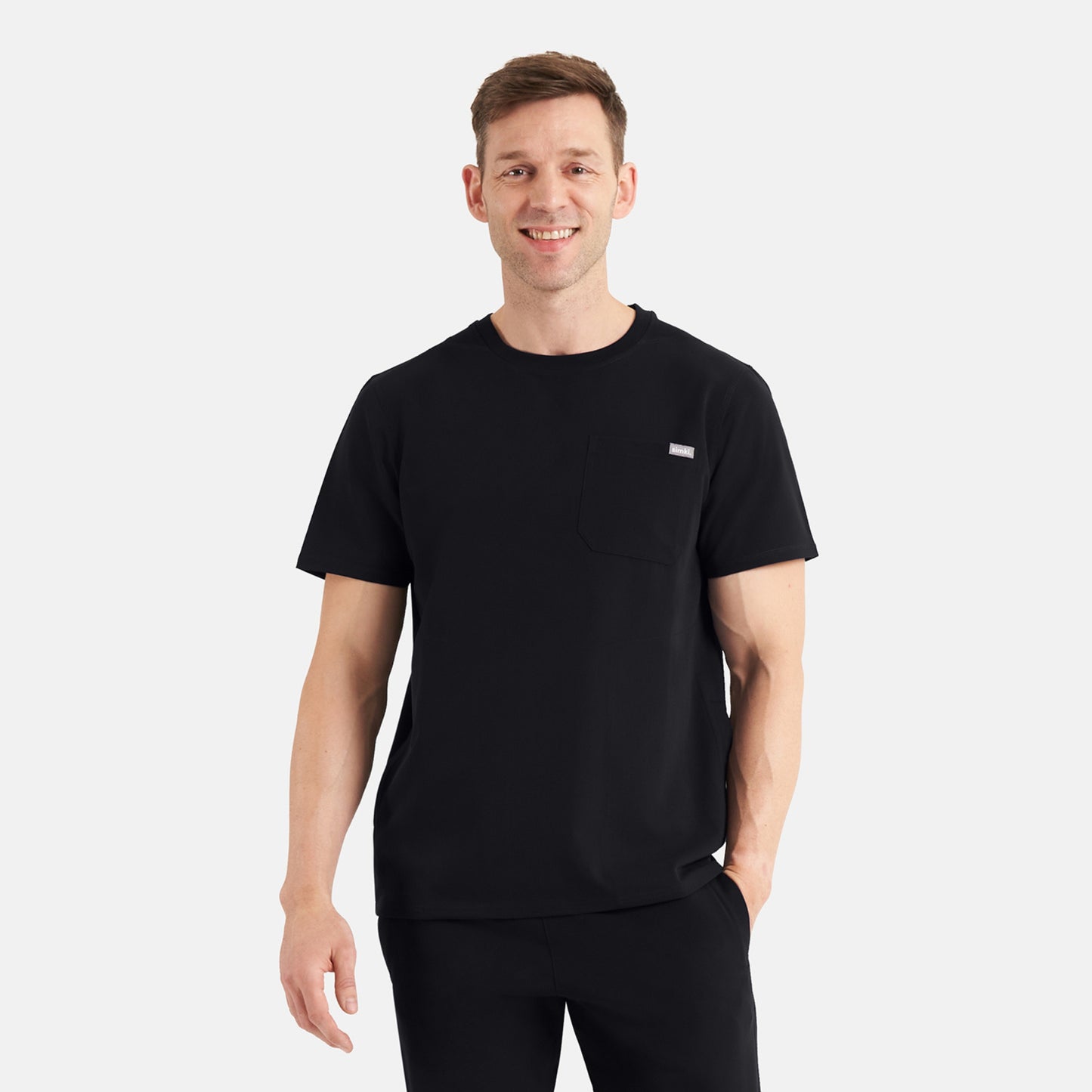 Miles Crew Neck Black Scrub Top