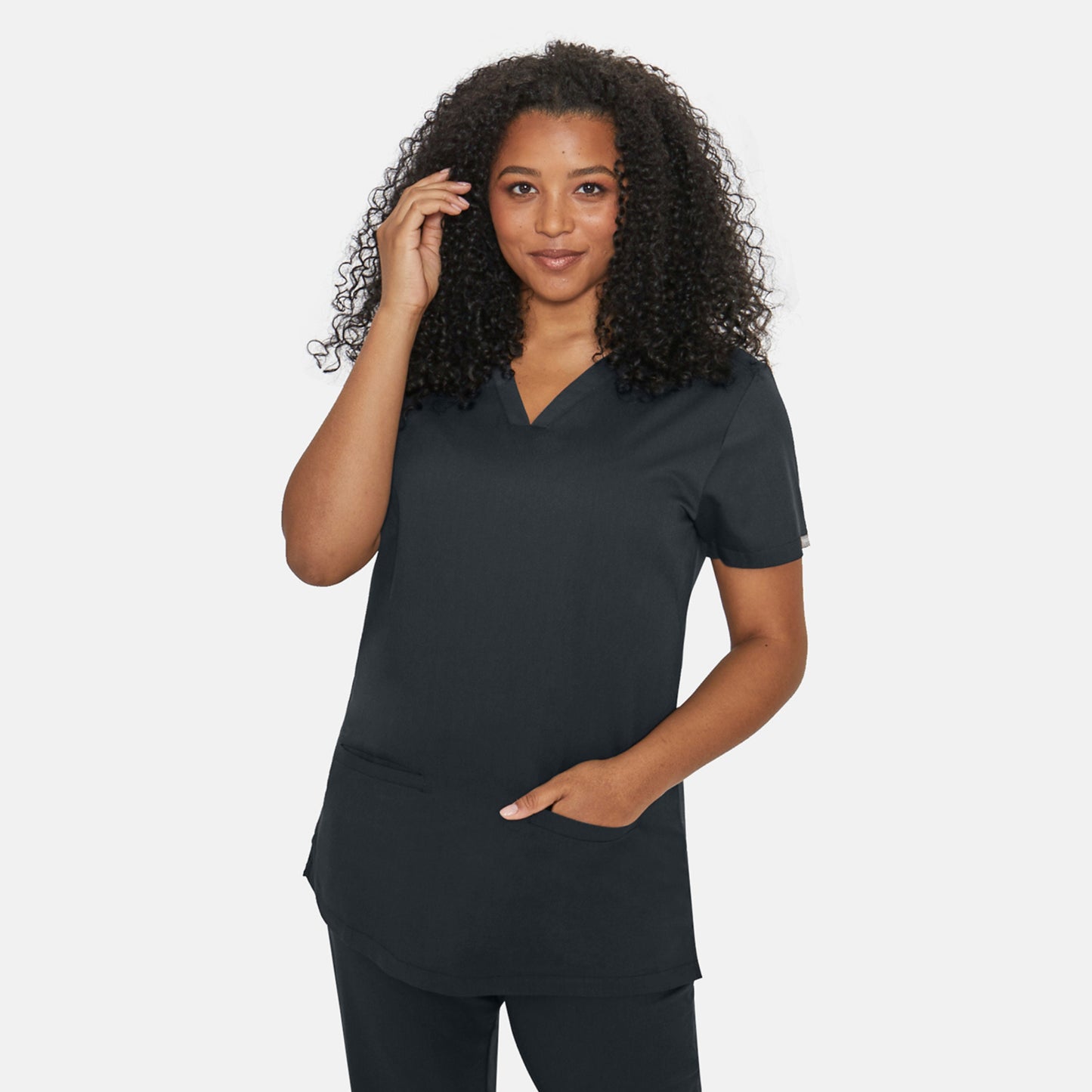 Ari Two-Pocket Soft Black Scrub Top