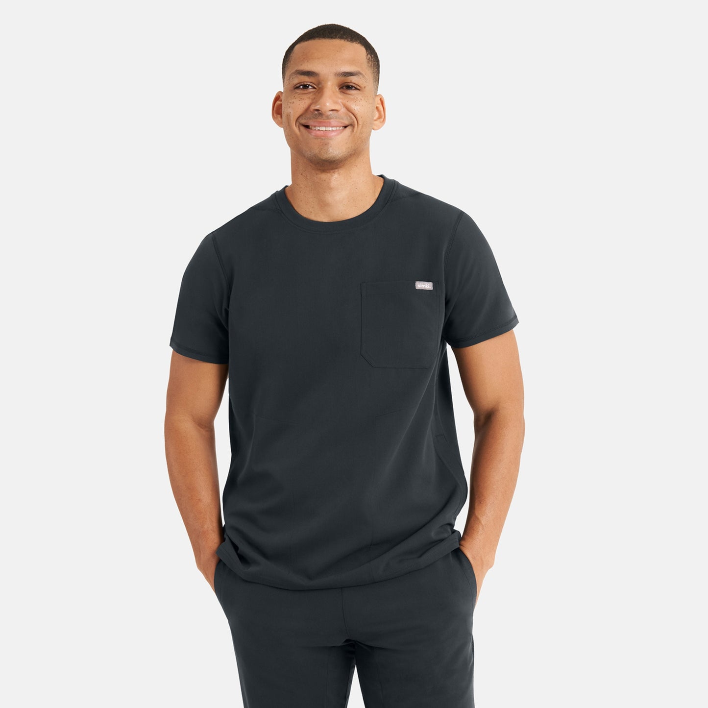 Miles Crew Neck Soft Black Scrub Top