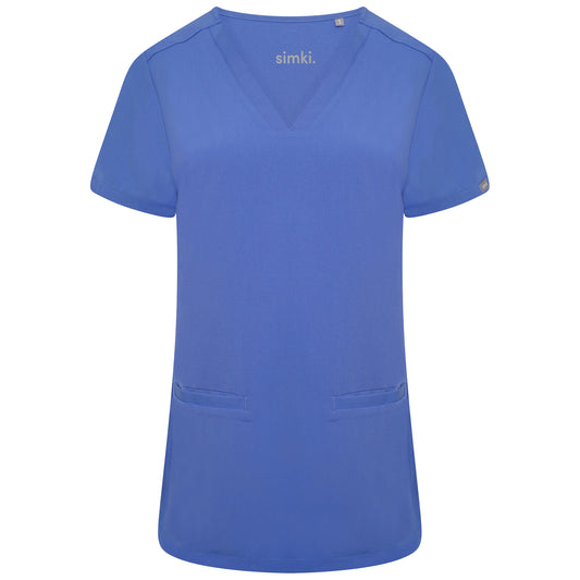 Ari Two-Pocket Ceil Blue Scrub Top