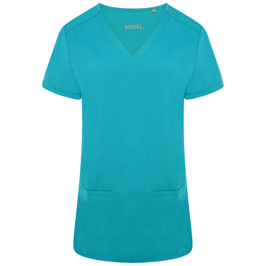 Ari Two-Pocket Teal Scrub Top