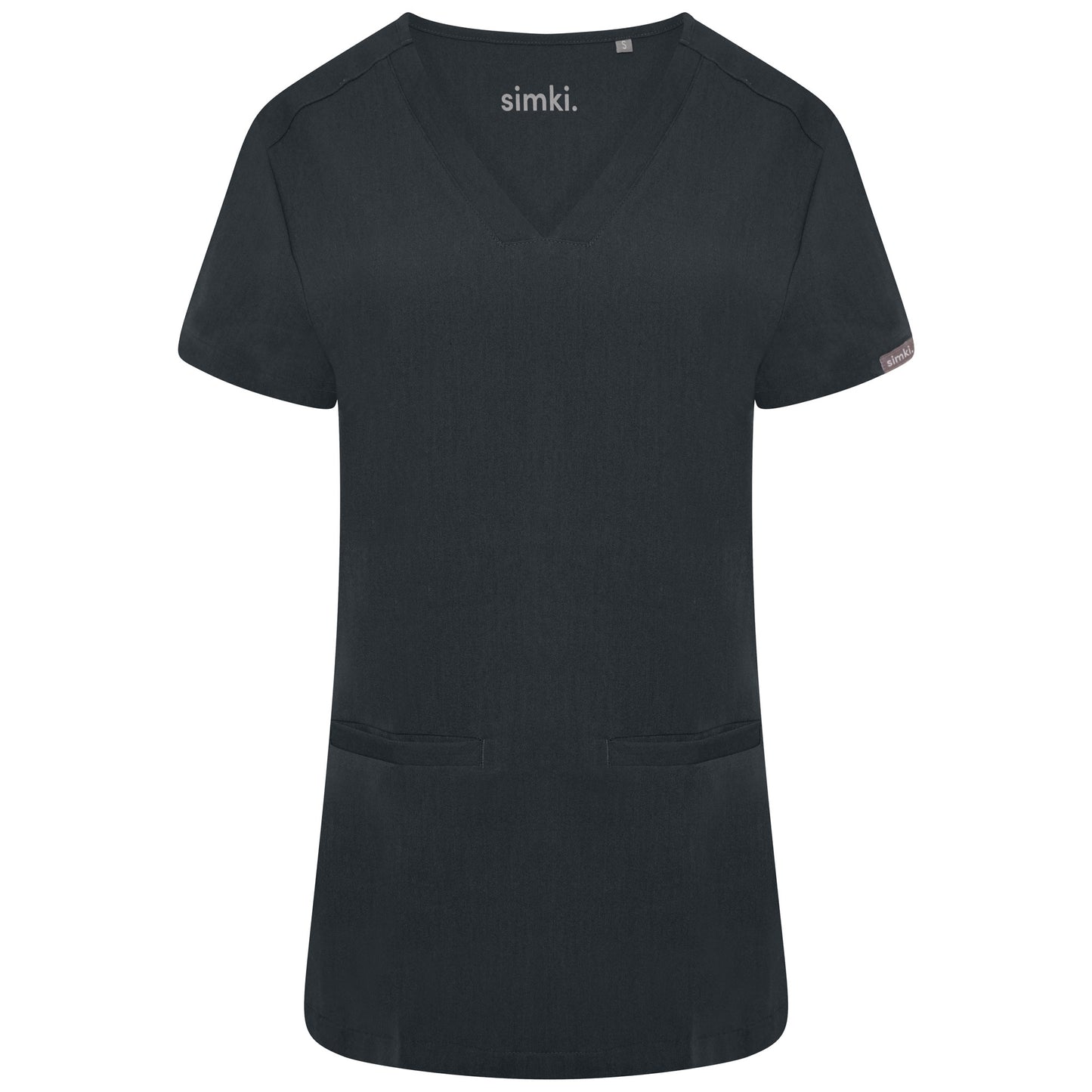 Ari Two-Pocket Soft Black Scrub Top