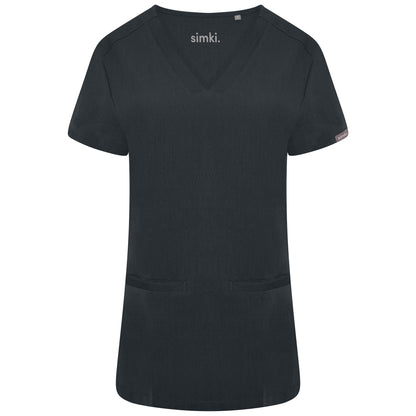 Ari Two-Pocket Soft Black Scrub Top