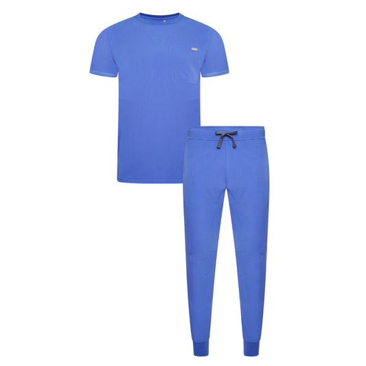 Miles & Maxwell Men's Ceil Blue Scrub Set