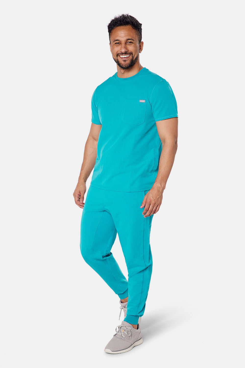 Miles Crew Neck Teal Scrub Top