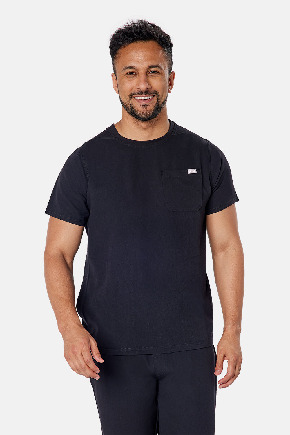 Miles Crew Neck Black Scrub Top