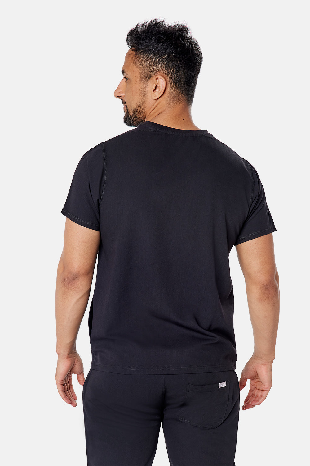 Miles Crew Neck Black Scrub Top