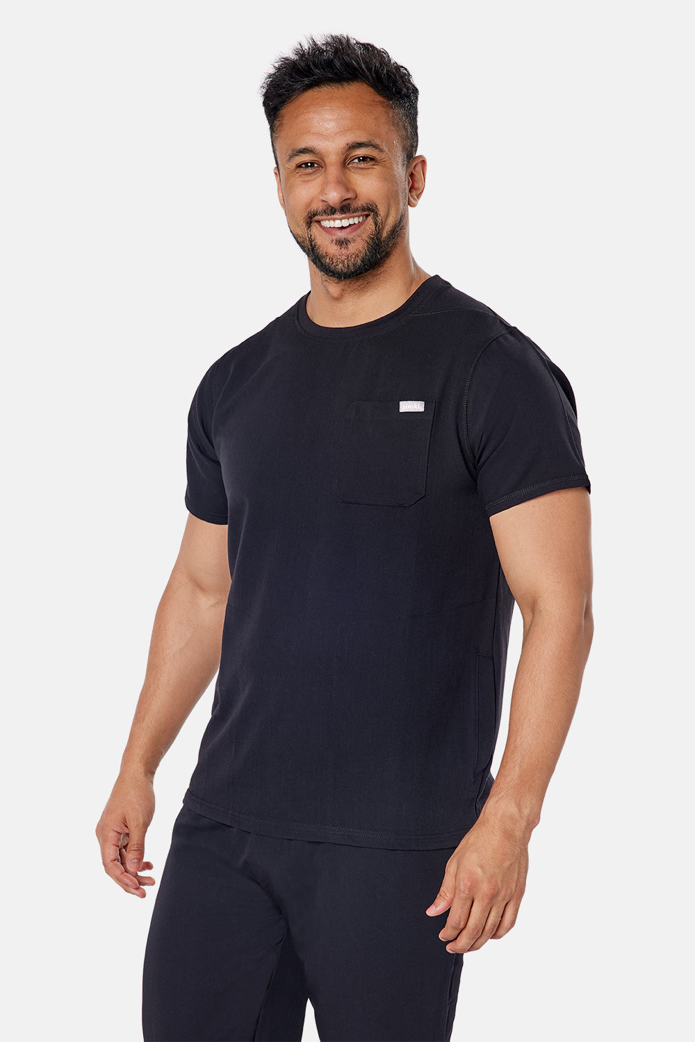 Miles Crew Neck Black Scrub Top