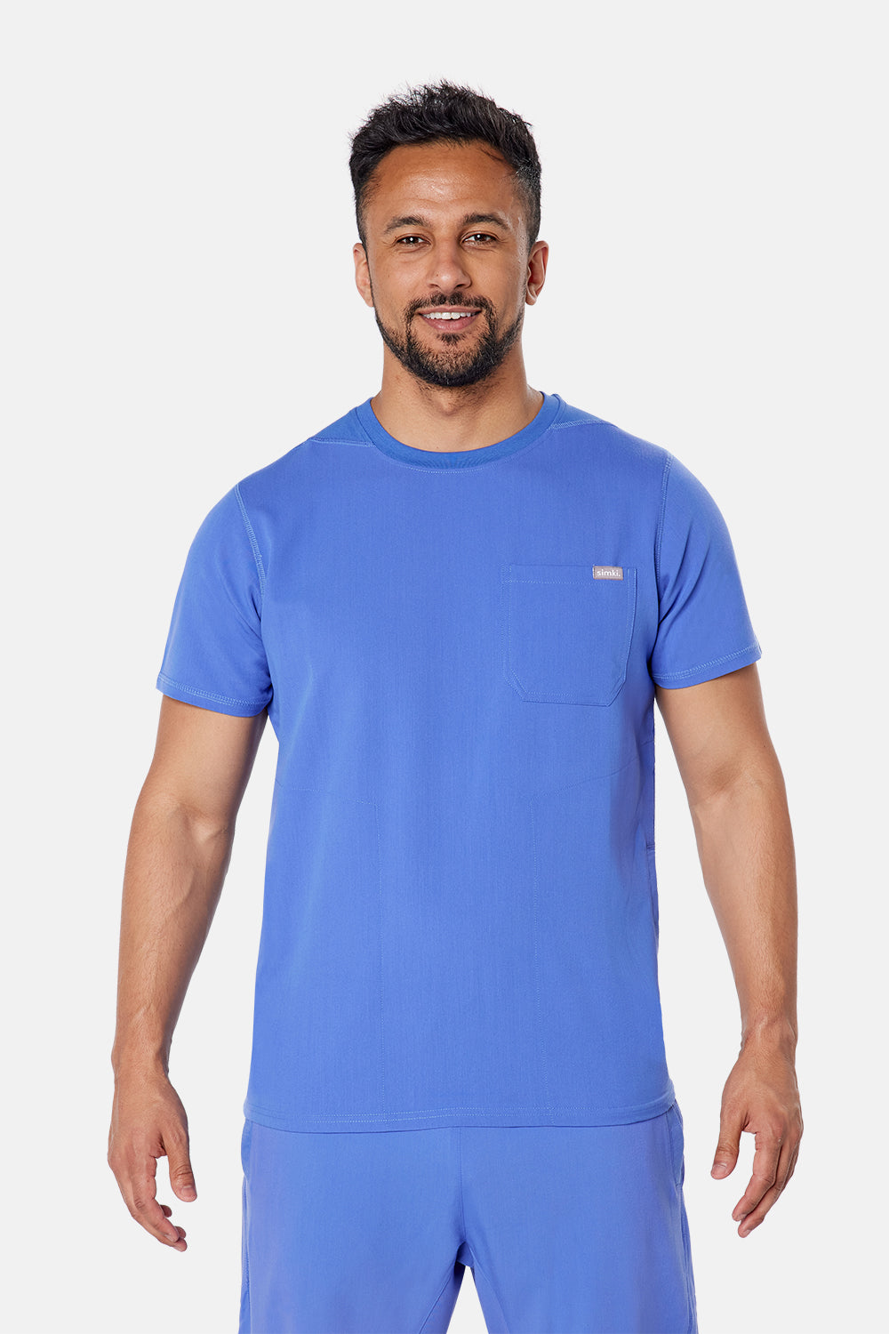 Miles Crew Neck Ceil Blue Scrub Top