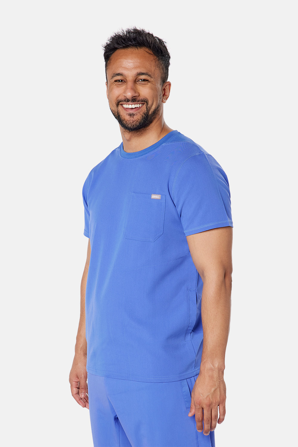 Miles Crew Neck Ceil Blue Scrub Top