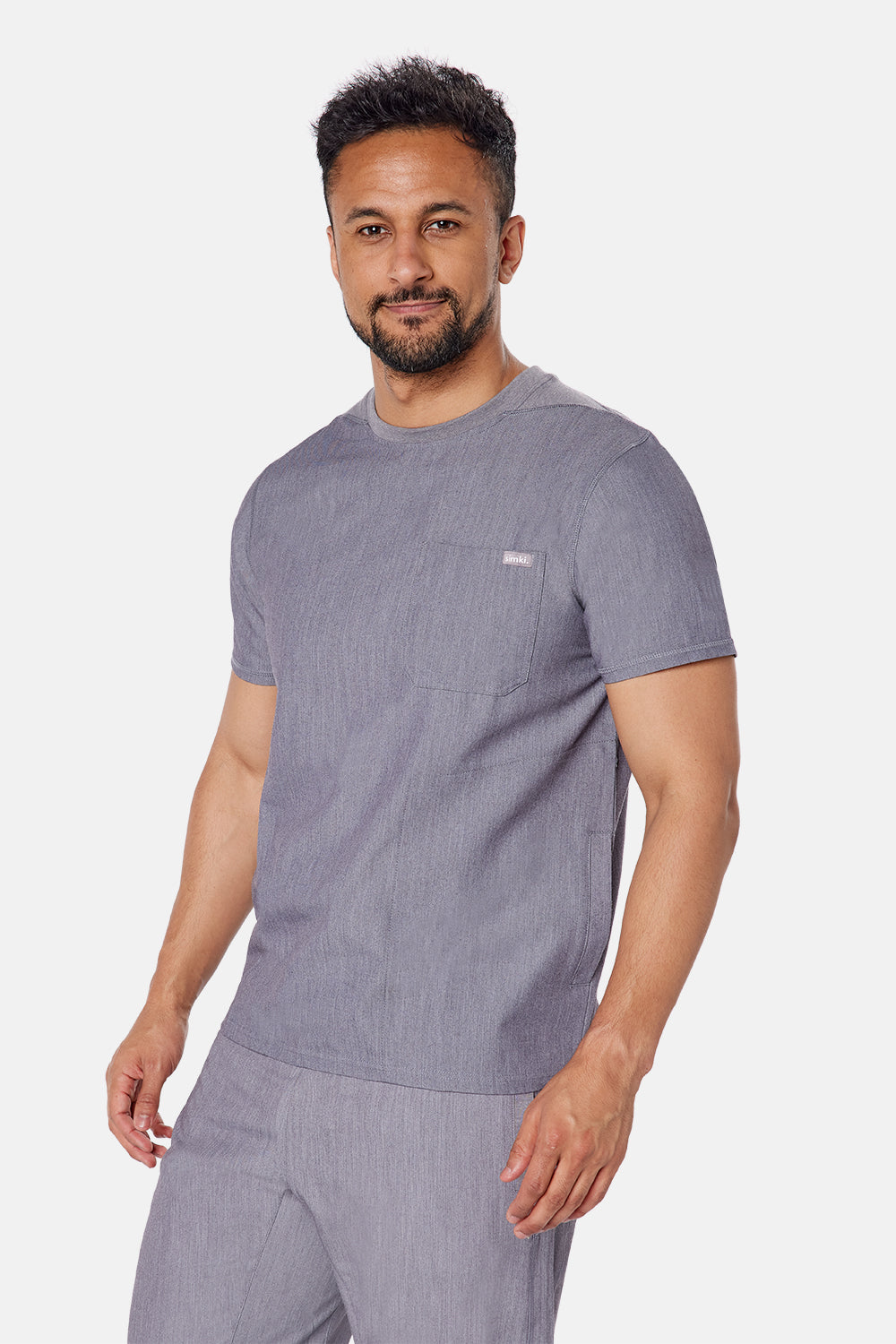 Miles Crew Neck Charcoal Grey Scrub Top