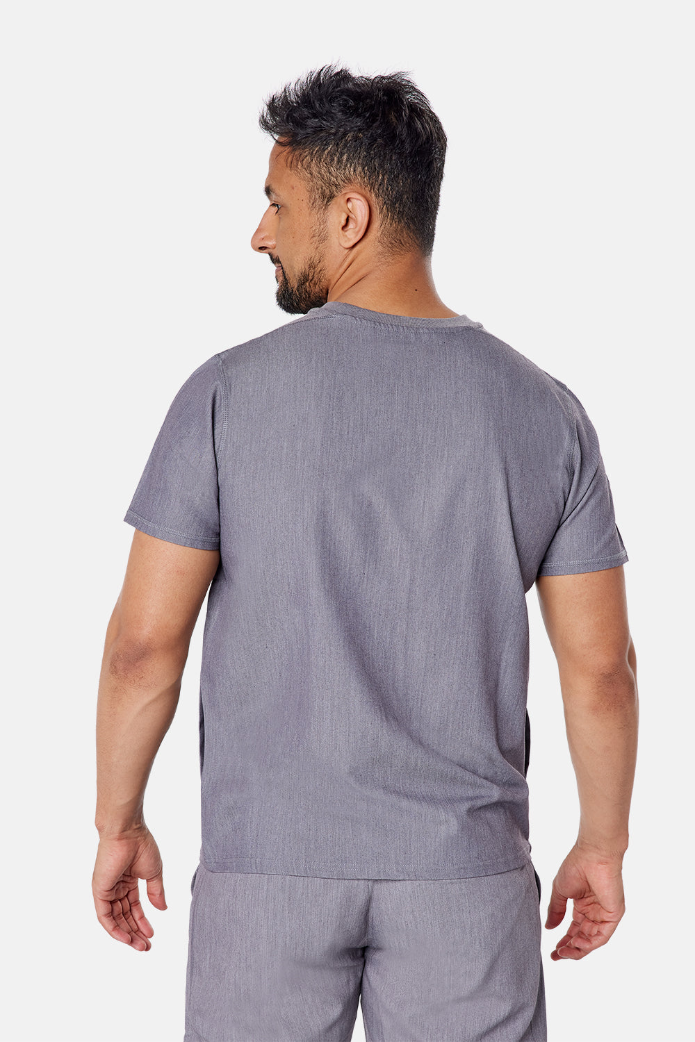 Miles Crew Neck Charcoal Grey Scrub Top