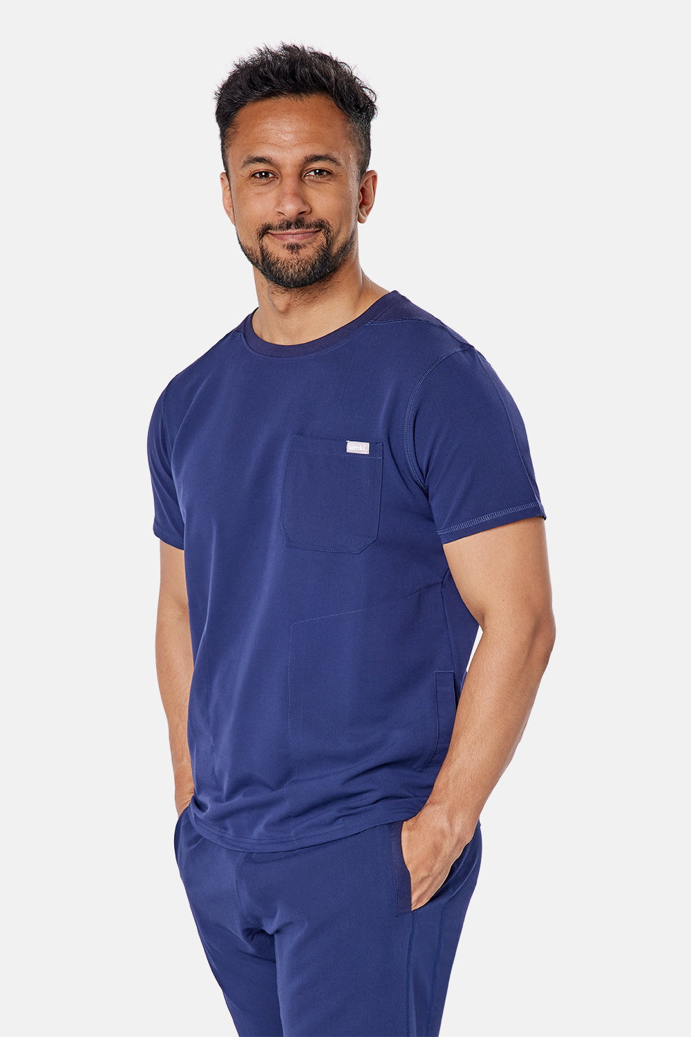 Miles Crew Neck Navy Scrub Top