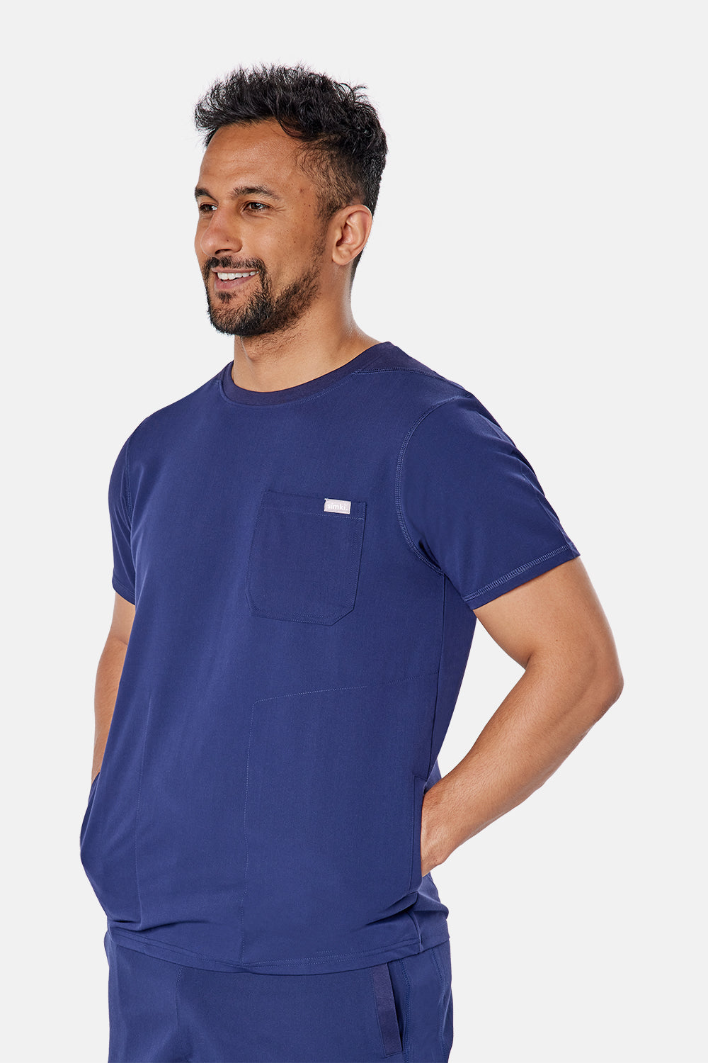 Miles Crew Neck Navy Scrub Top