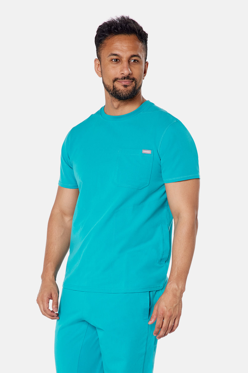 Miles Crew Neck Teal Scrub Top