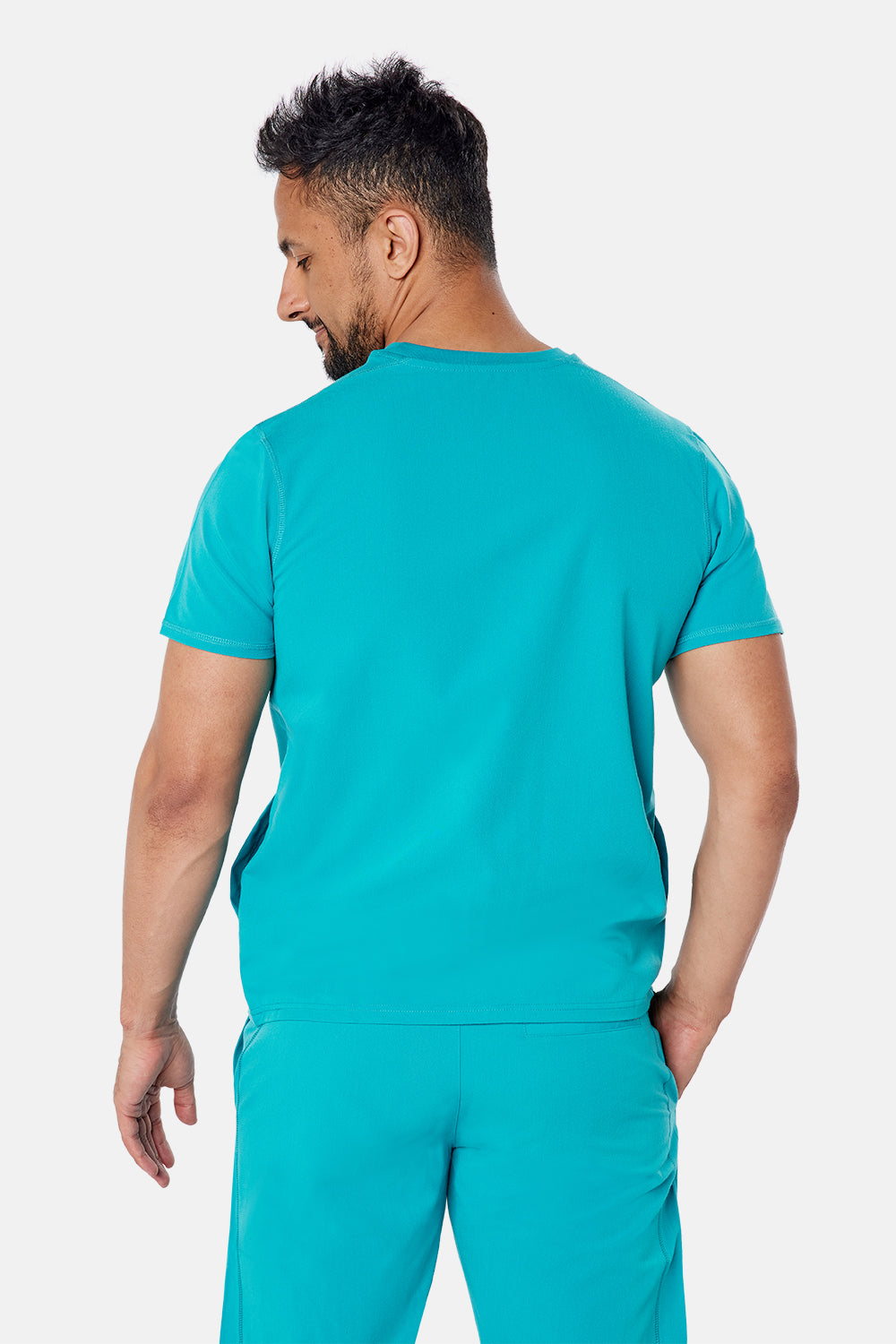 Miles Crew Neck Teal Scrub Top