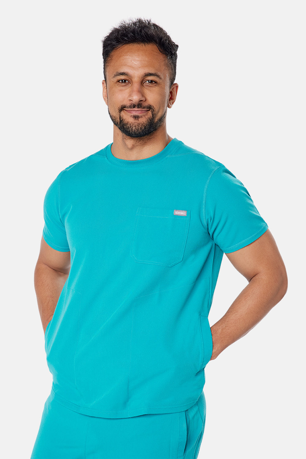 Miles Crew Neck Teal Scrub Top