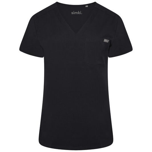 Nova One-Pocket Black Scrub Top