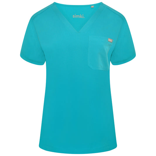 Nova One-Pocket Teal Scrub Top