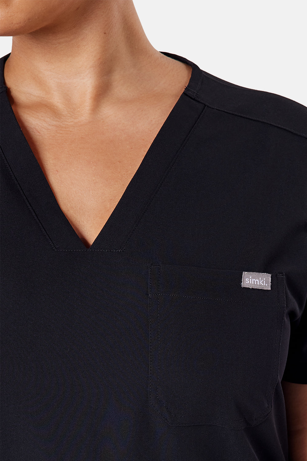 Nova One-Pocket Black Scrub Top