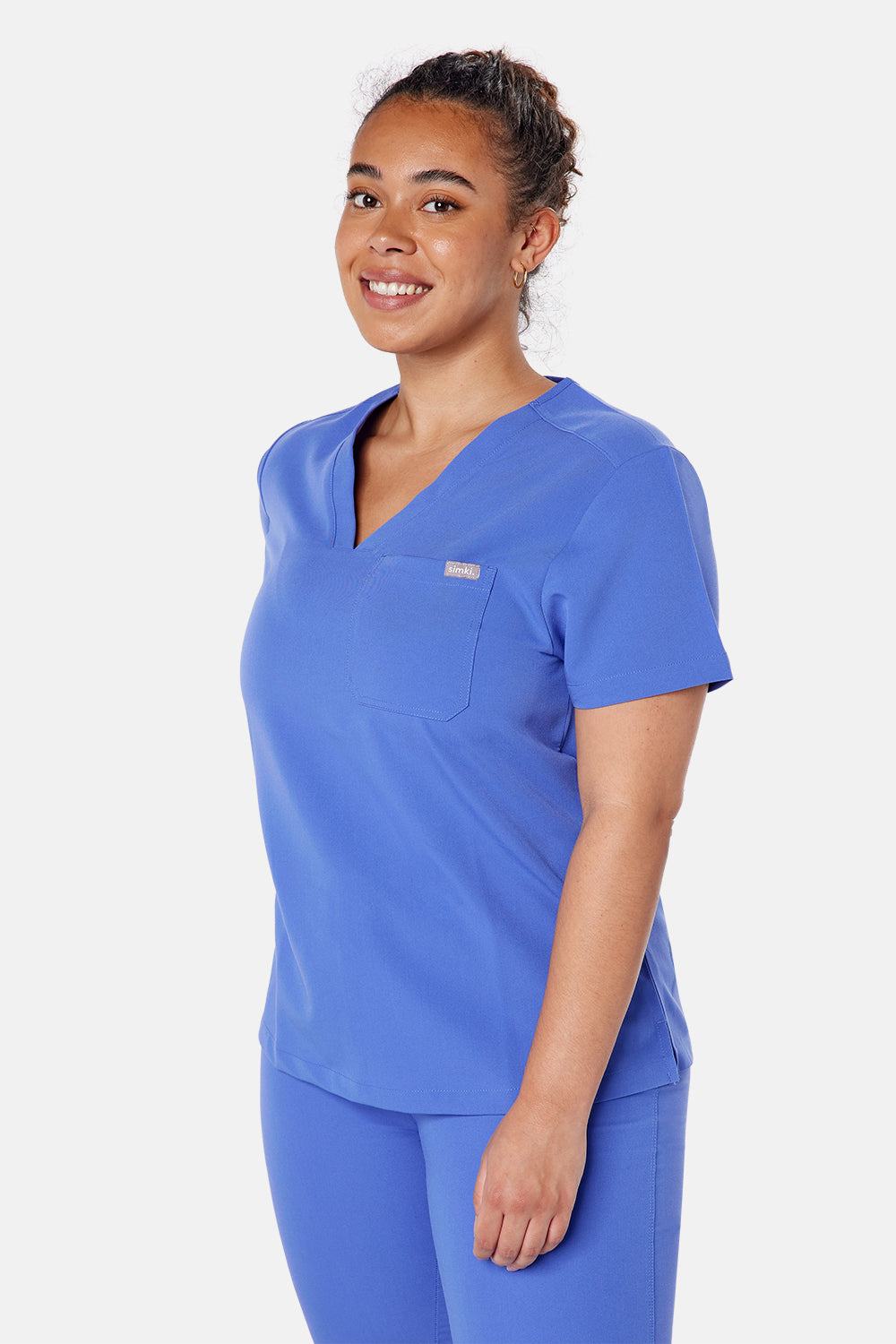 Nova One-Pocket Ceil Blue Scrub Top