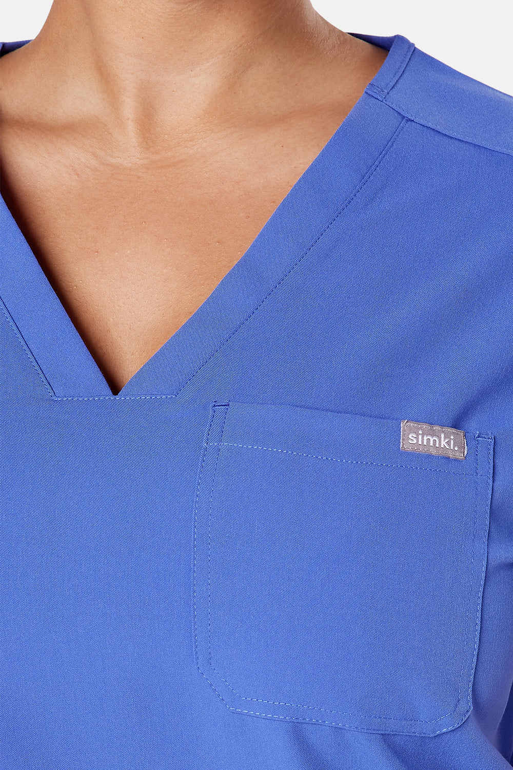 Nova One-Pocket Ceil Blue Scrub Top