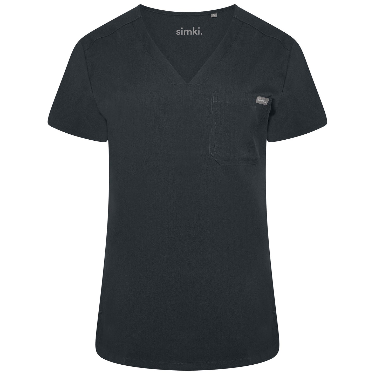 Nova One-Pocket Soft Black Scrub Top