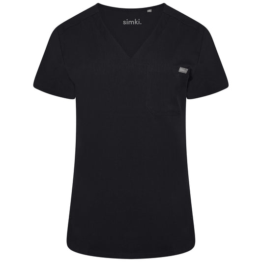 Nova One-Pocket Black Scrub Top