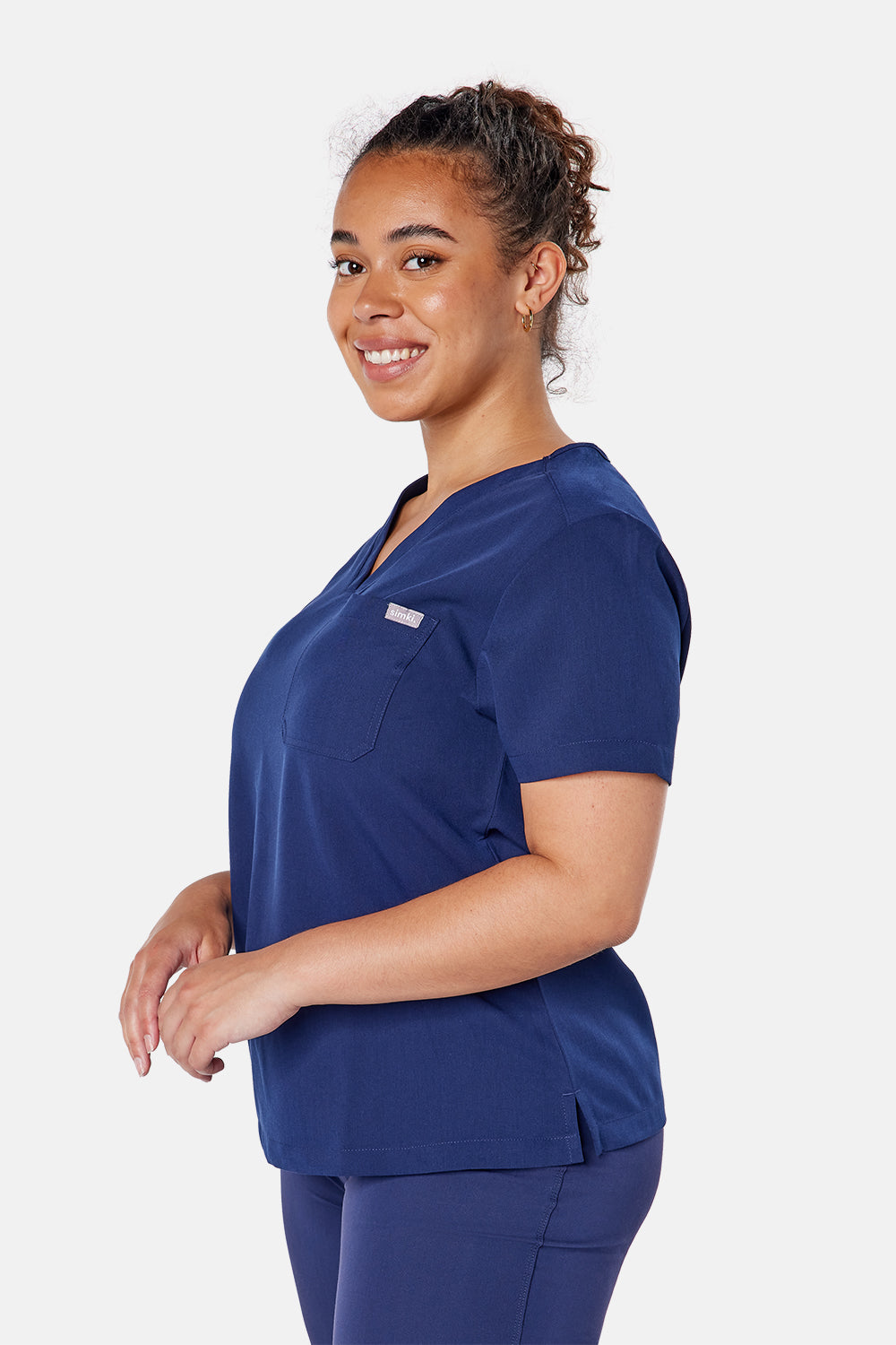 Nova One-Pocket Navy Scrub Top