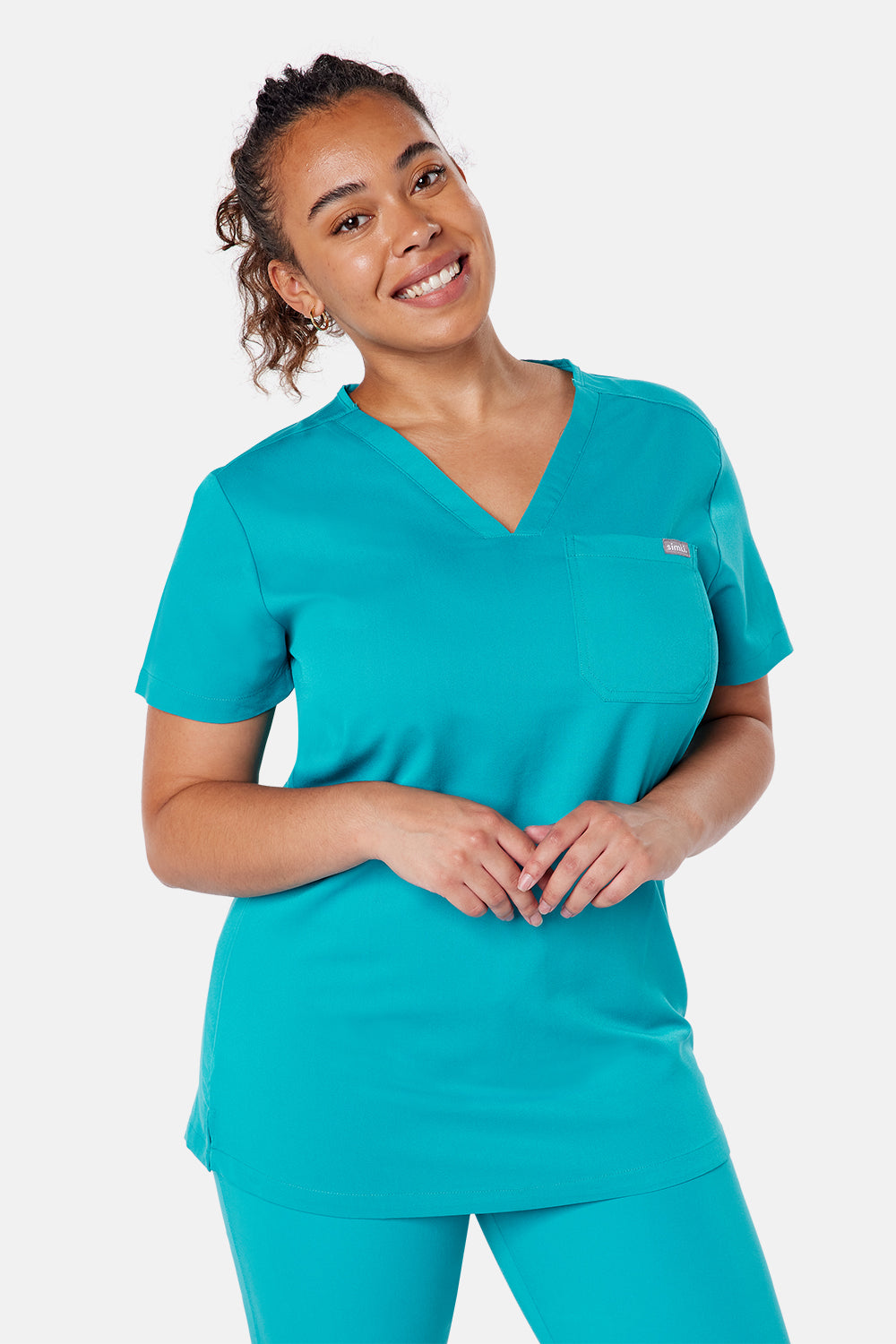 Nova One-Pocket Teal Scrub Top