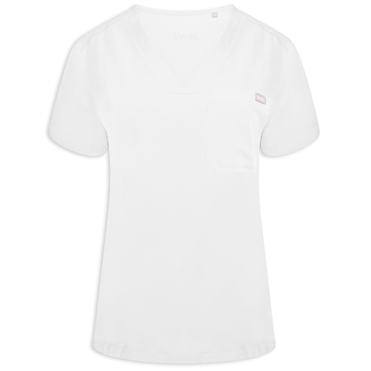 Nova One-Pocket White Scrub Top