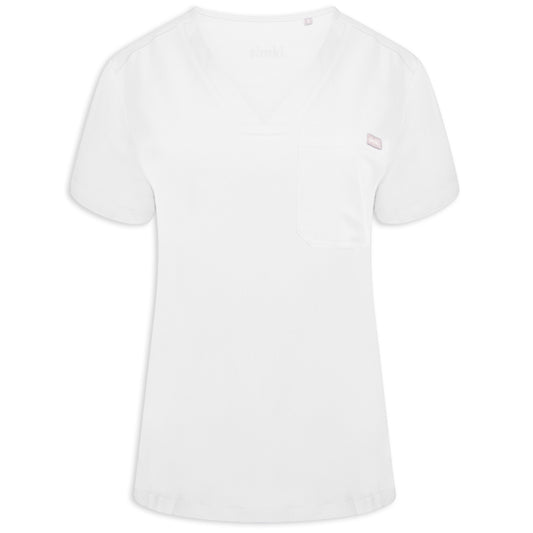 Nova One-Pocket White Scrub Top