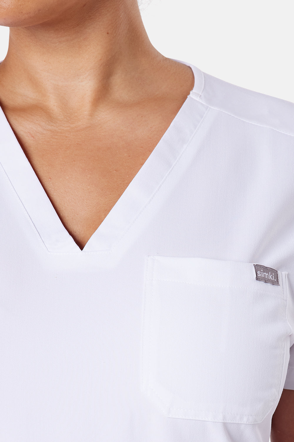 Nova One-Pocket White Scrub Top