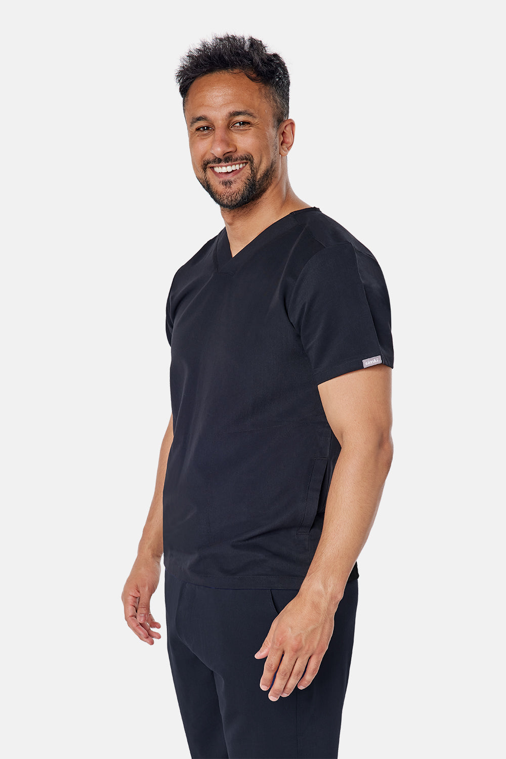 Oscar Two-Pocket Black Scrub Top