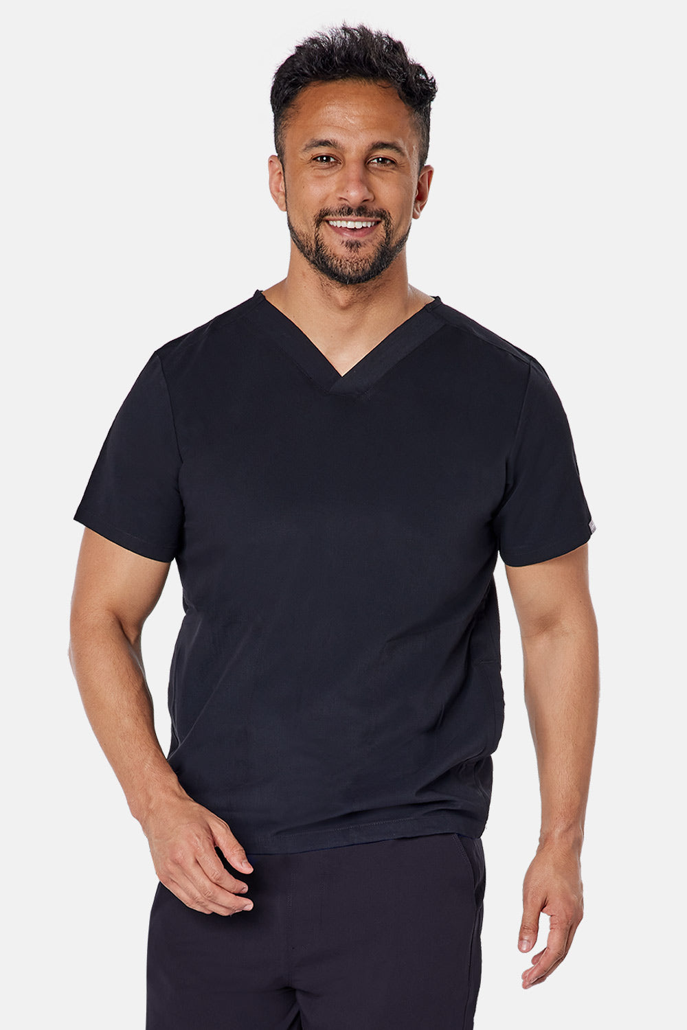 Oscar Two-Pocket Black Scrub Top