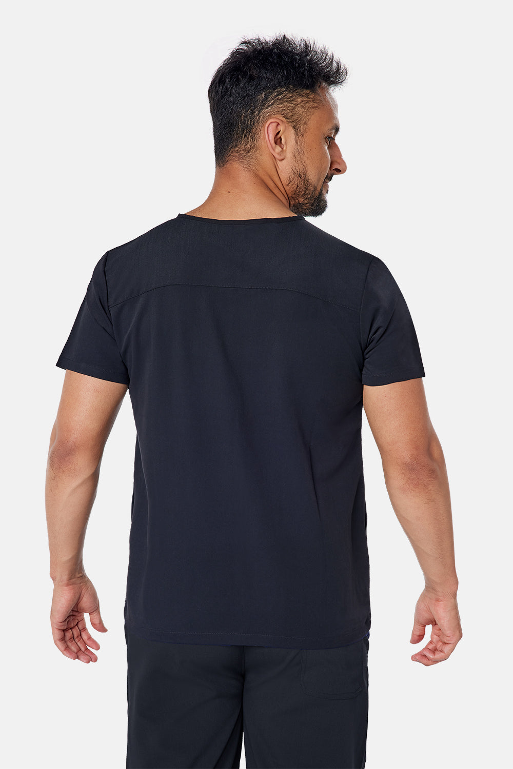 Oscar Two-Pocket Black Scrub Top