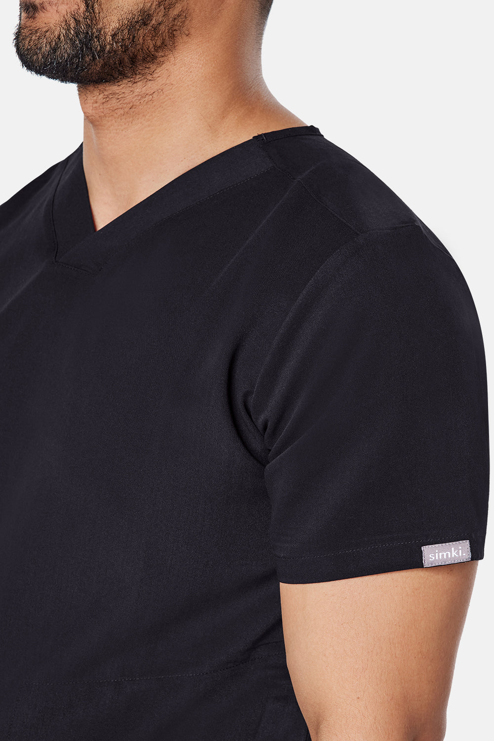 Oscar Two-Pocket Black Scrub Top