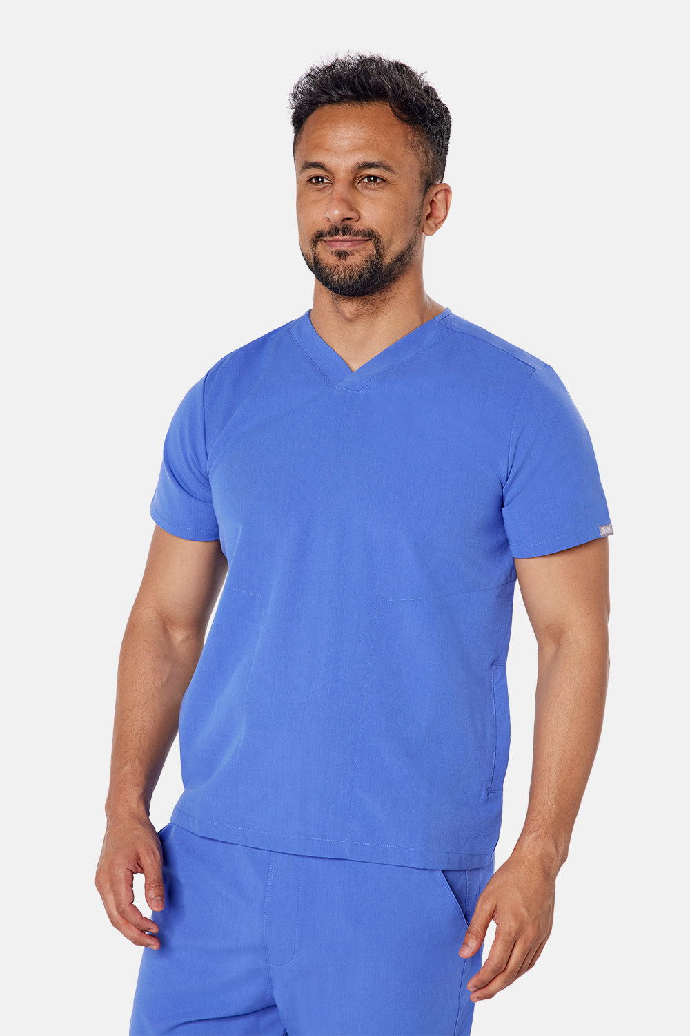 Oscar Two-Pocket Ceil Blue Scrub Top