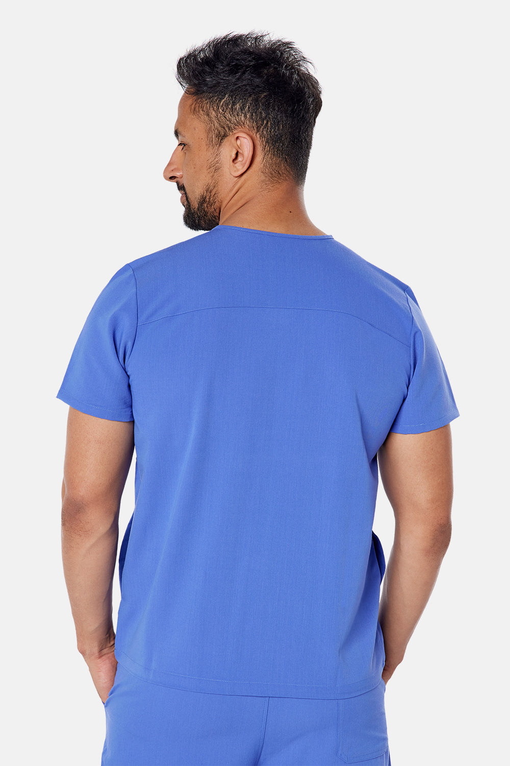 Oscar Two-Pocket Ceil Blue Scrub Top