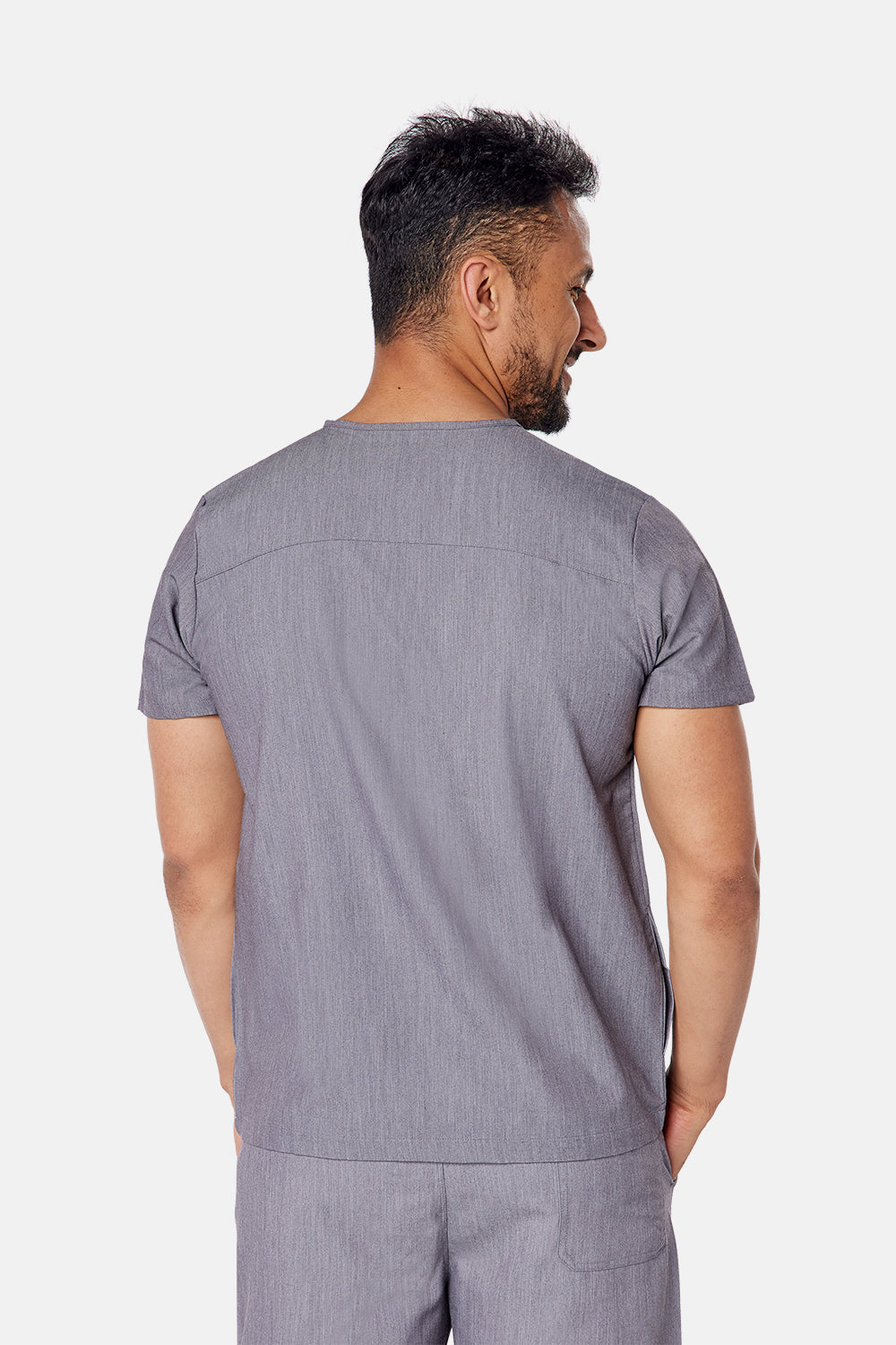 Oscar Two-Pocket Charcoal Grey Scrub Top