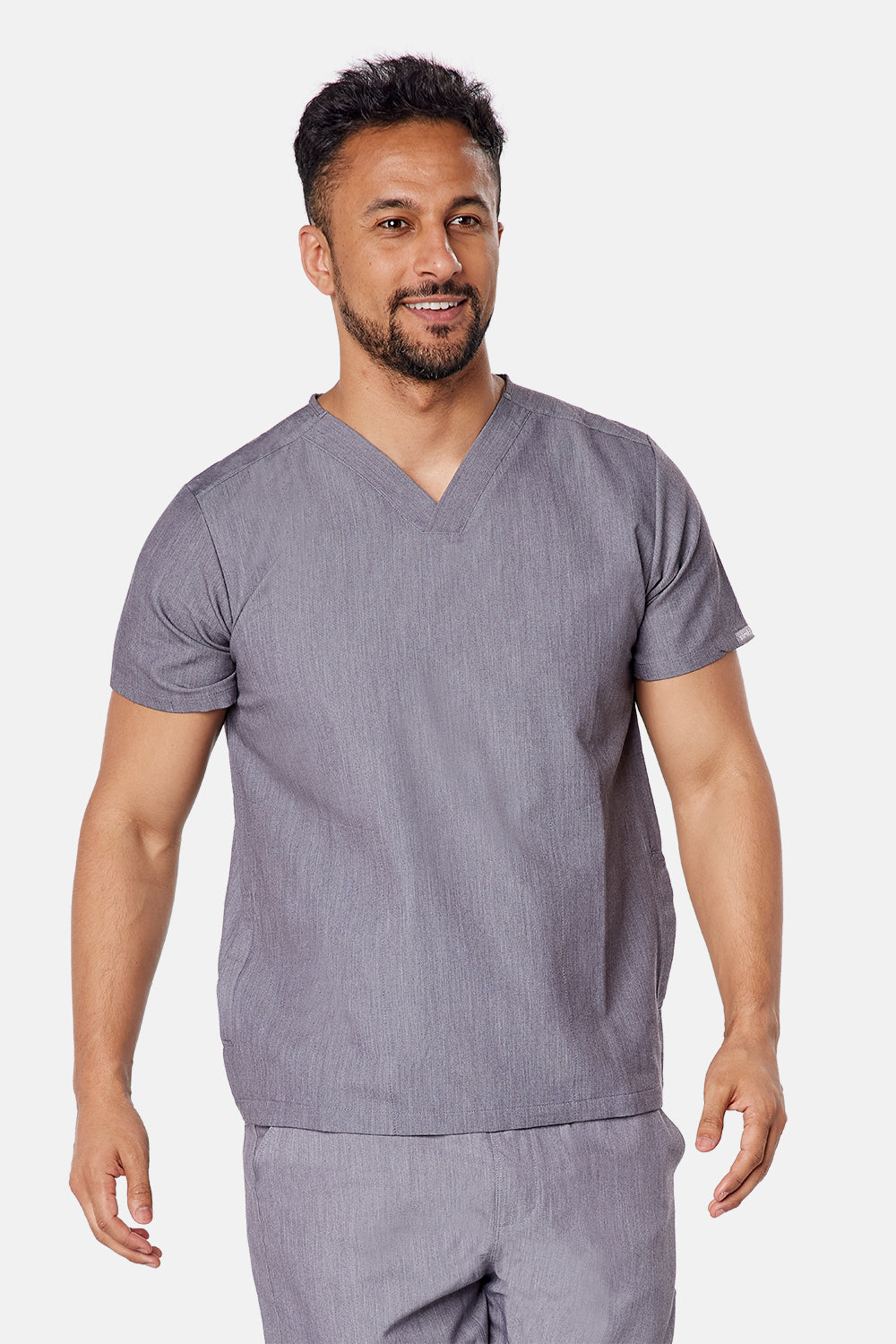 Oscar Two-Pocket Charcoal Grey Scrub Top