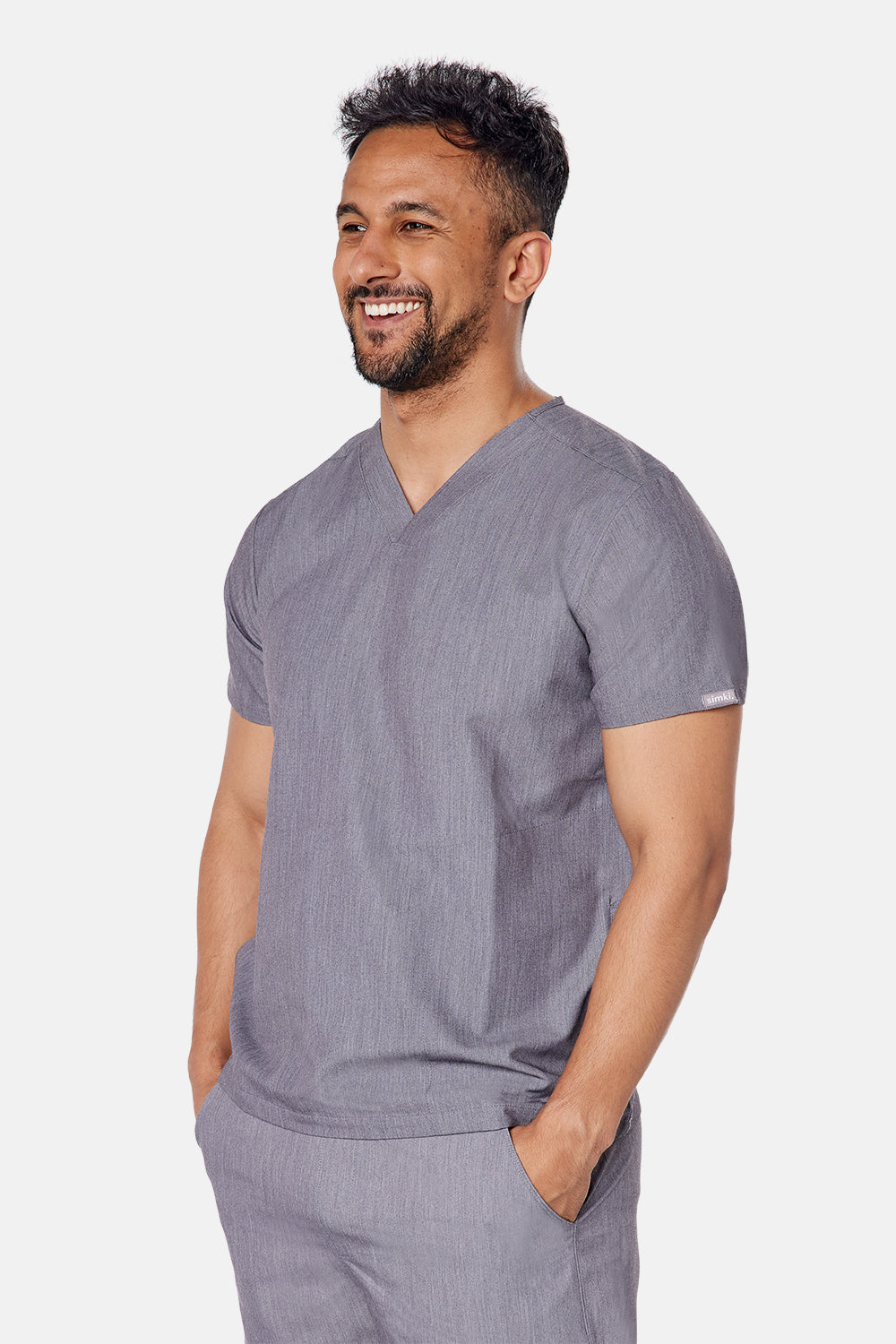 Oscar Two-Pocket Charcoal Grey Scrub Top