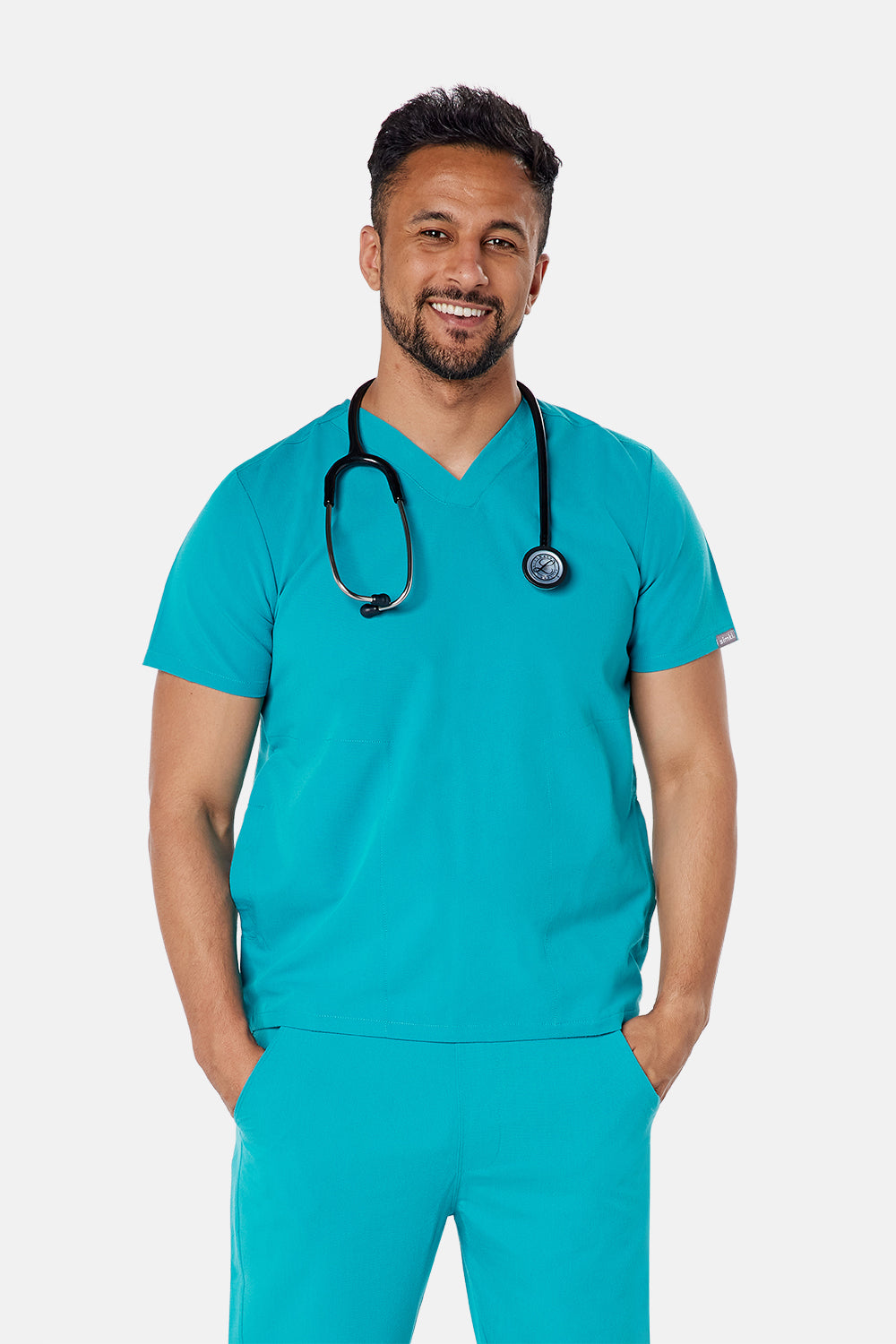 Oscar Two-Pocket Teal Scrub Top