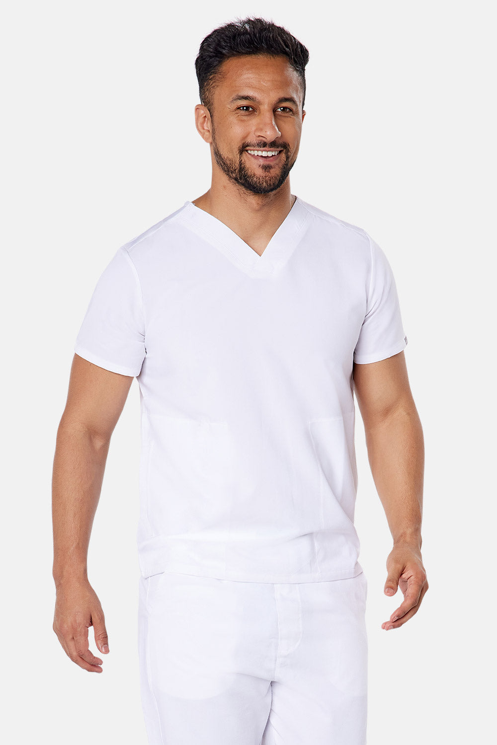 Oscar Two-Pocket White Scrub Top