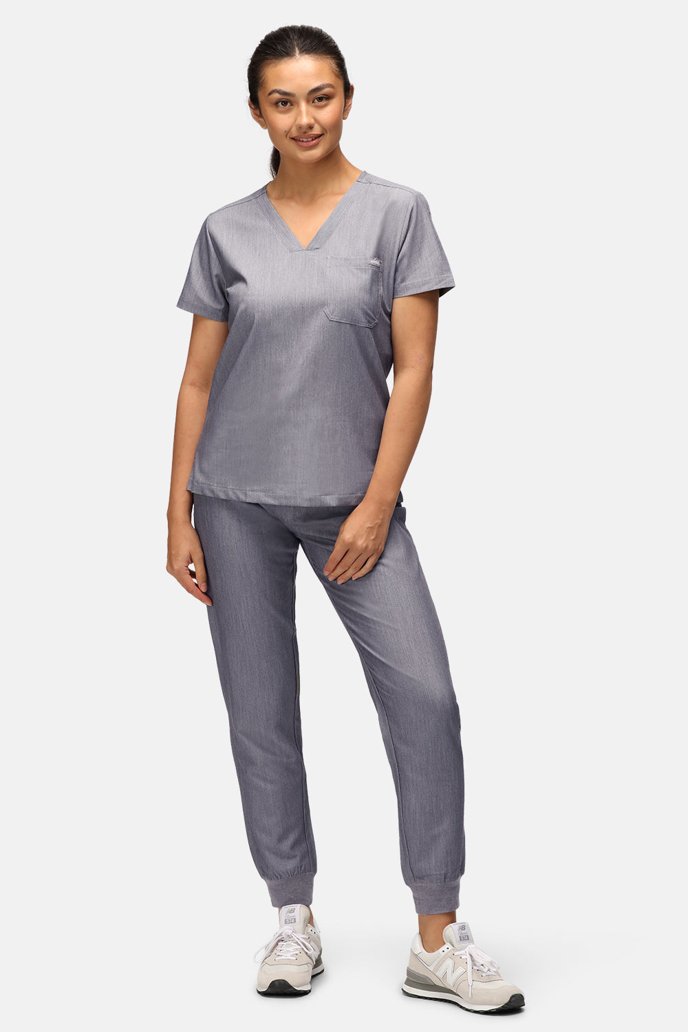 Nova One-Pocket Charcoal Grey Scrub Top