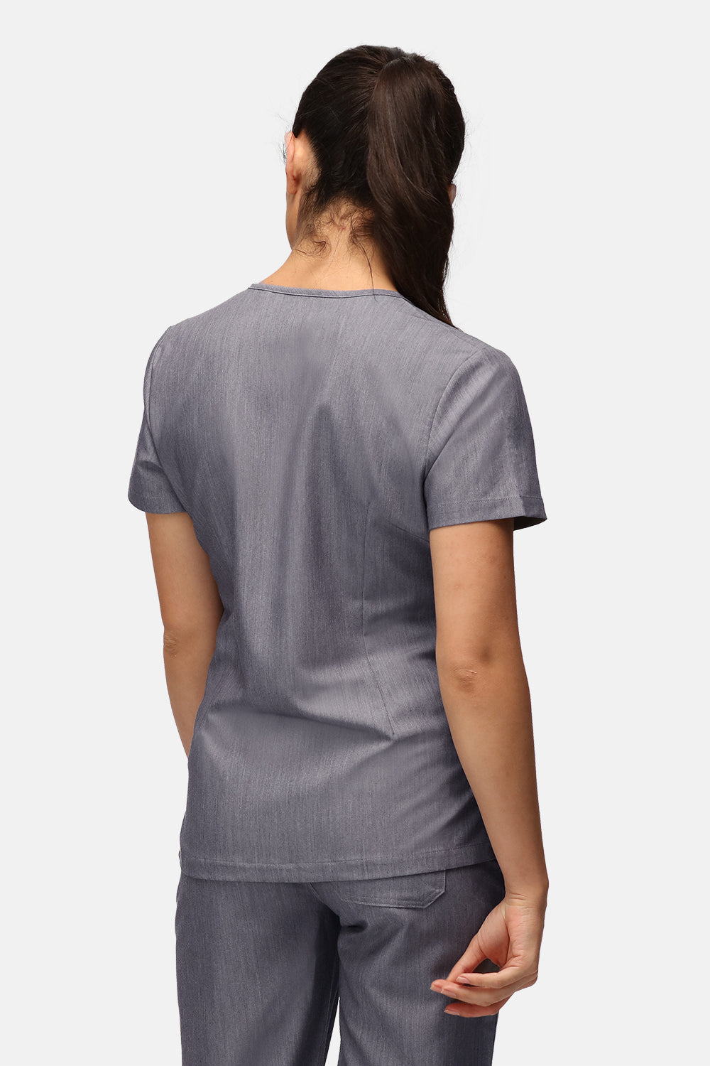 Nova One-Pocket Charcoal Grey Scrub Top