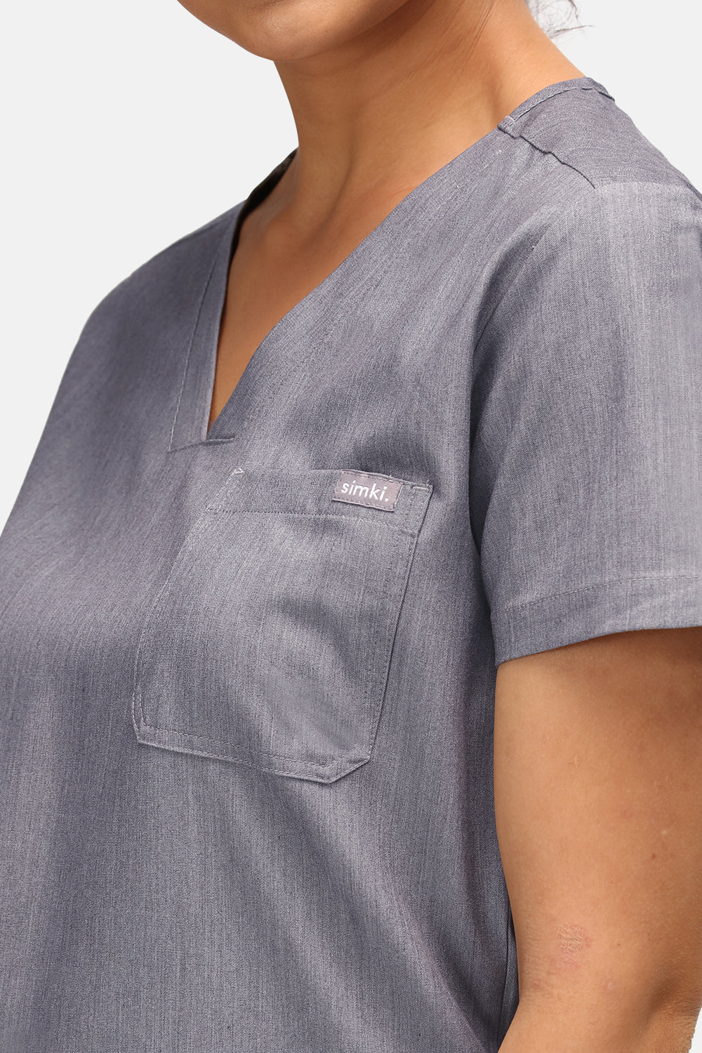 Nova One-Pocket Charcoal Grey Scrub Top