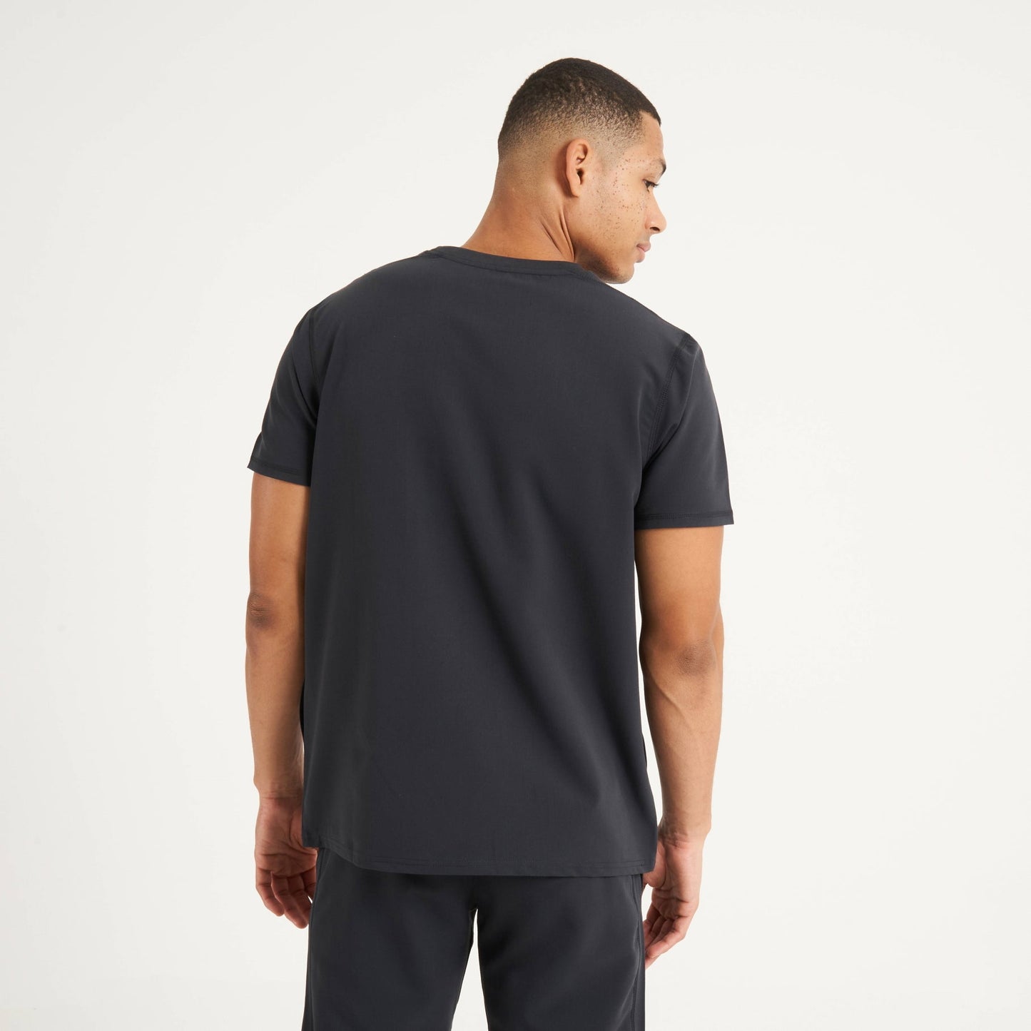 Miles Crew Neck Soft Black Scrub Top