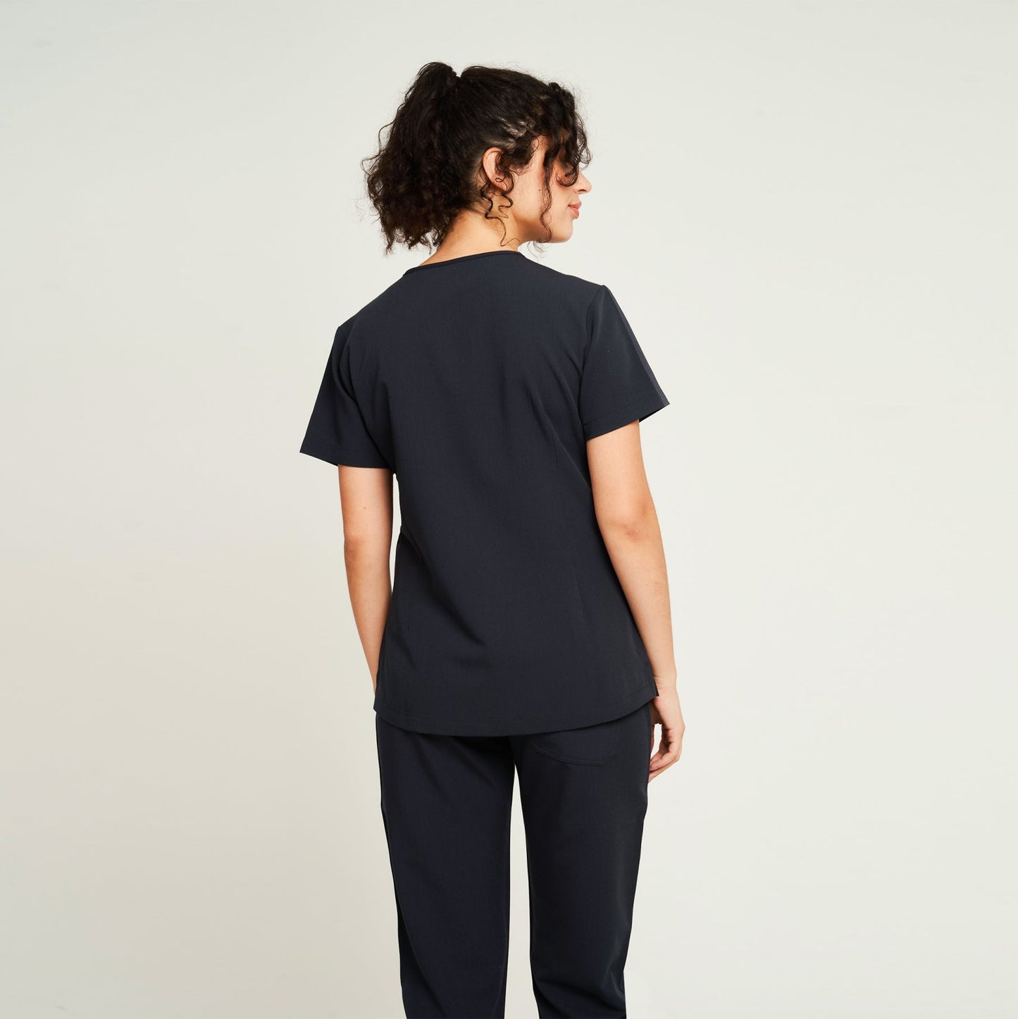 Nova One-Pocket Soft Black Scrub Top